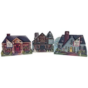 Lot of 3 Brandywine Woodcrafts Shelf Sitters: Back to School, Snowman, Spring